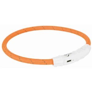 Trixie lysbånd med USB opladning til mellem store hunde 45 cm orange - nylon